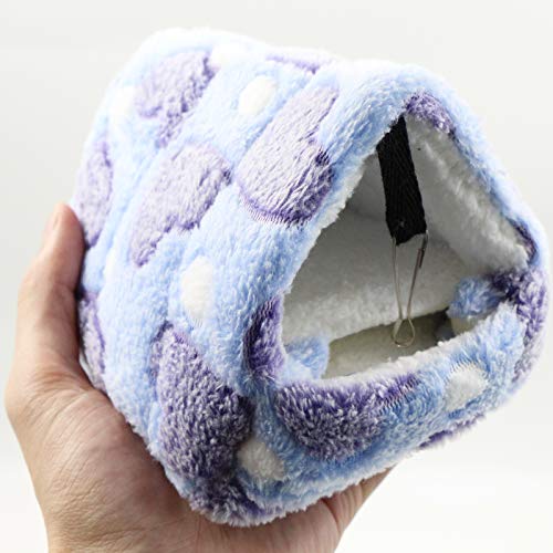 Cama para Animales Pequeños Portátil Casa de Invierno de Peluche, Algodón, Cama para Nido, Multifuncional con Esterilla Extraíble, Cueva para Hámster, Cobaya, Chinchilla, Ardilla, Erizo.