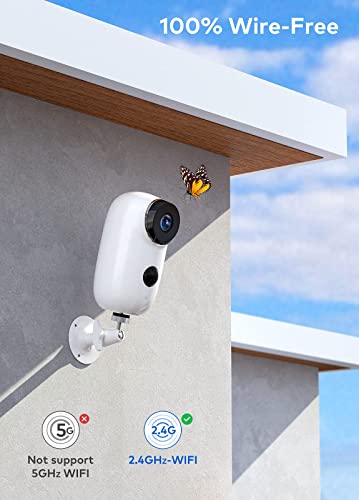 Camara Vigilancia WiFi Exterior Inalámbrica con Batería Recargable, Cámara IP 1080P con Detección de Movimiento PIR, HD Visión Nocturna, Audio Bidireccional,Gran Angular de 130°, Prueba Agua de IP65