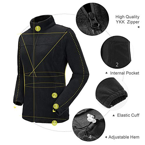 CAMEL CROWN Chaqueta Forro Polar para Mujer, a Prueba de Viento Sudadera de Señoras con Cremallera Completa, Chaqueta Transpirable para Ocio Deportes Senderismo Viaje Exteriores