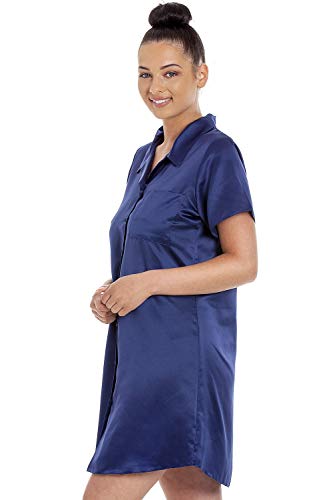 Camille para Mujer de Lujo Llano Satinado Camisones 42 Navy