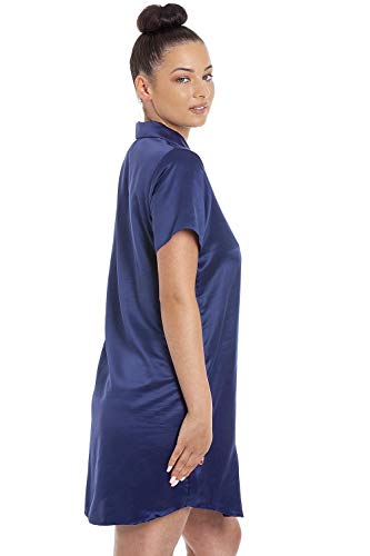 Camille para Mujer de Lujo Llano Satinado Camisones 42 Navy