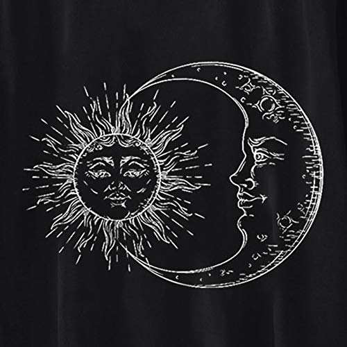 Camisetas Mujer Manga Corta Baratas Casual Largo Camiseta con Cuello Redondo Estampado de Sol y Luna T-Shirt Originales Verano Talla Grande Tops Basicas Suelto Deporte Blusa Camisa de Vestir Tee