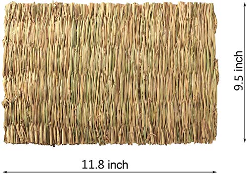 CAMITER Estera de la Hierba del hámster, 4 pcs Alfombra de Hierba Tejida a Mano Natural, Cama de Juguete Masticable para Mascotas Pequeñas para Indias, Conejos, Perros, Chinchillas y Hámster