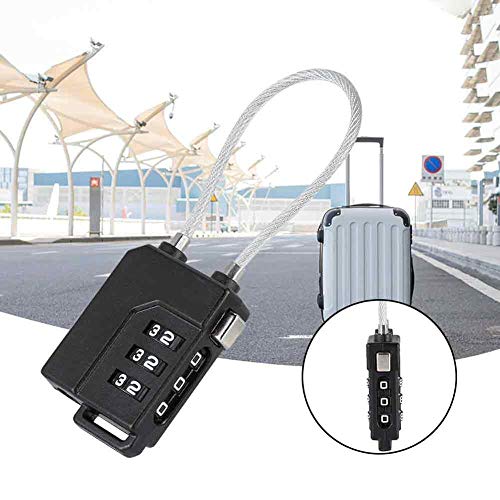 Candados de combinaciónPassword Lock 3-DigitPasswordTSA Steel Wire Lock Aduanas Código de Bloqueo para Maletas de Viaje Equipaje -Negro