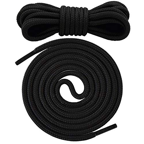 Canwn Cordones Redondos de Botas, [3 Pares] Cordones Resistente y Duraderos para Botas, Calzado de Seguridad y Zapatos de Senderismo - 5 mm Diámetro – Negro