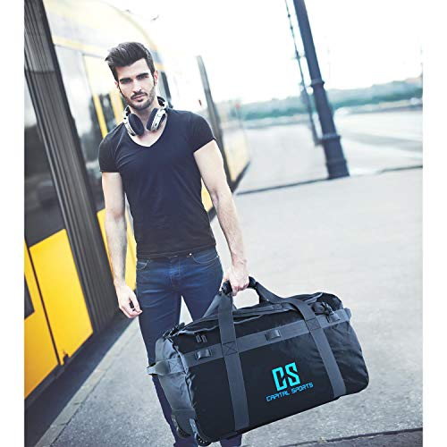 Capital Sports Travel L Bolsa de Viaje 90l Trolley Cilíndrica (Tejido Impermeable, espaldera y Base reforzadas, Compartimento Apertura Forma D, fácil llenado, Material Robusto, asa y Correas, transpo