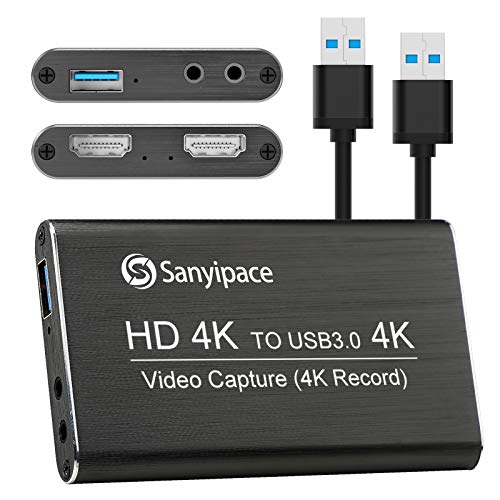 Capturadora Vídeo HDMI,Tarjeta Capturadora HD a USB3.0 con Entrada de Micrófono, 1080P 60fps Baja Latencia Game Capturadora por Grabación de Vídeo, Videoconferencia, Uso Compartido de Pantalla