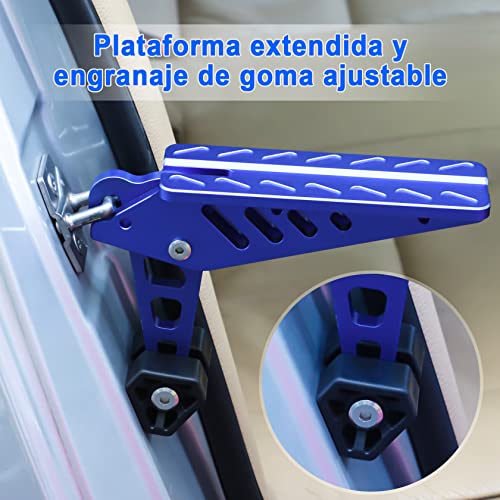 CarBole Pedal plegable puerta vehículo escalera plegable puerta coche, soporte pies en el pedal gancho pestillo, ajuste universal para mayoría SUV, JEEP, camiones, furgonetas, mini vehículo (azul)