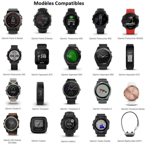 Cargador compatible con Garmin Fenix 6/6S/6X/5/5S/5X Forerunner 935/945/45/45S/245 Approach S10/S40/S60/X10 Quatix 5 Sapphire Vivoactive 3/4/4S Vivomove 3/3S Vivosport Instinct