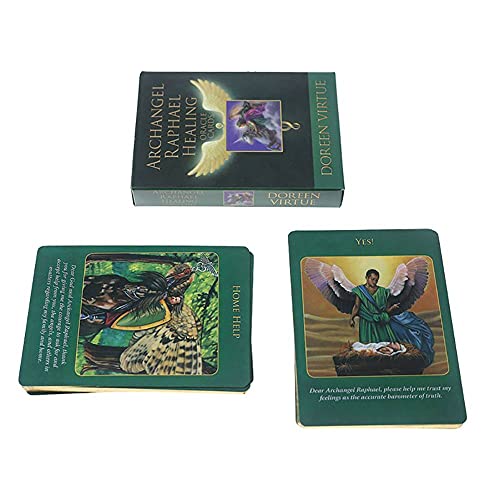 Cartas de Oráculo de Sanación del Arcángel Rafael,Archangel Raphael Healing Oracle Cards,with Bag,Deck Game