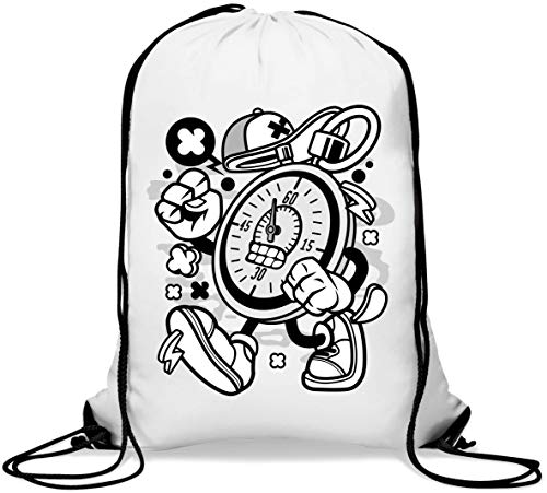 Cartoon Style Stopwatch Sprint Sport Timer Mochila con cordón Informal Gym Sack