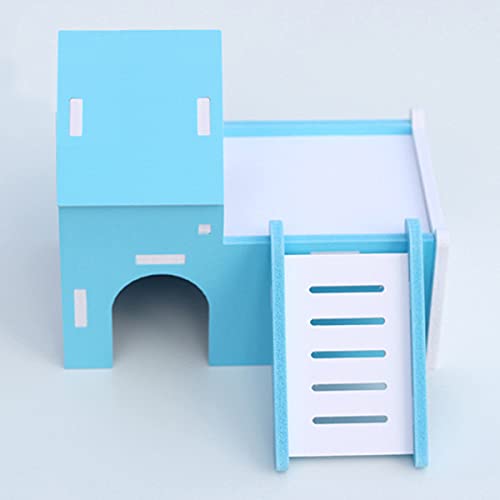 Casa de Madera para hámsters Mascota Casa Pequeños Animales Ejercicio Jugar Juguete Pequeña casa para Dormir para Mascotas Doble Capa Villa balcón de Montaje para ratón Chinchilla Rata jerbo