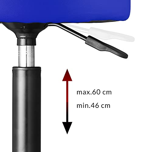 Casaria Taburete Giratorio con Ruedas Silla de Oficina Asiento Cuero sintético Azul Altura Ajustable