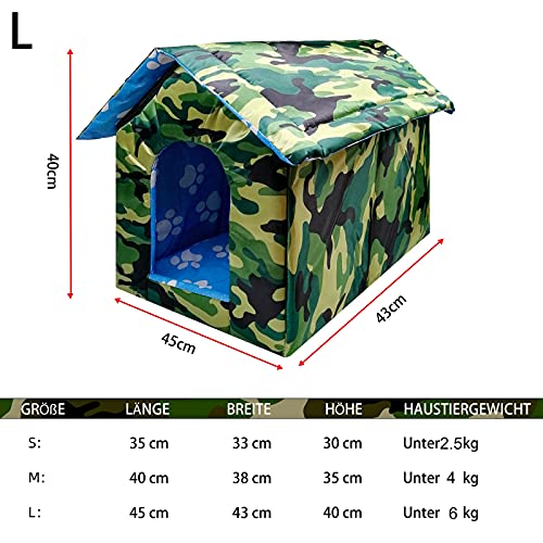 Caseta para gatos con techo de lona impermeable, resistente al viento, plegable para cuatro estaciones, para perros pequeños, para interiores y exteriores