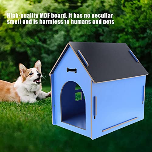 Casita de Madera para Perros, Casita para Perros Interior Plegable, Casita para Perros Lugar para Dormir Resistente a la Intemperie Y a los Arañazos para Mascotas Casa para Mascotas 58 X 45 X(azul)