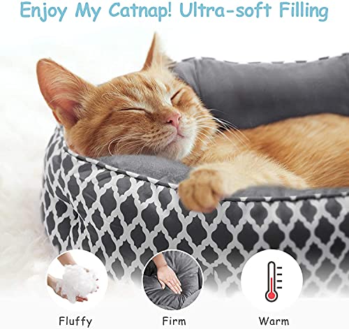 CatRomance Cama Gato y Perros Pequeños de Cálida 50cm de Diámetro, Sofá Cama para Mascotas Lavable con Suave Cojín Desmontable para Gatos Pequeño y Grandes, Perros Pequeños, 50x50x15 cm