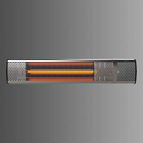 Cecotec Calefactor de Exterior Ready Warm 8500 Power Aluminium. Calefactor halógeno de radiación infrarroja de Pared, 2000 W, IP55, 3 Niveles de Potencia, Mando a Distancia, Temporizador, Kit Montaje