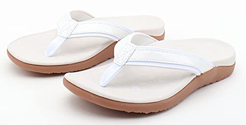 CELANDA Sandalias de Dedo para Mujer Chanclas Apoyo de Arco Antideslizantes Flip Flop Verano Piscina Sandalias de Playa Comodas Caminar Ortopedicas Zapatos Talla Blanco 37EU