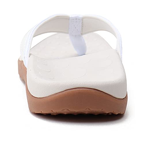 CELANDA Sandalias de Dedo para Mujer Chanclas Apoyo de Arco Antideslizantes Flip Flop Verano Piscina Sandalias de Playa Comodas Caminar Ortopedicas Zapatos Talla Blanco 37EU