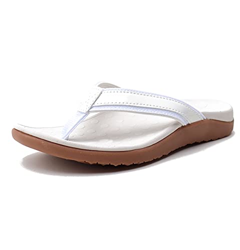 CELANDA Sandalias de Dedo para Mujer Chanclas Apoyo de Arco Antideslizantes Flip Flop Verano Piscina Sandalias de Playa Comodas Caminar Ortopedicas Zapatos Talla Blanco 37EU