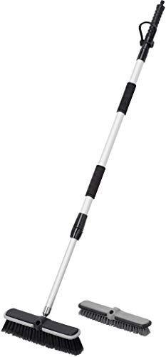 Cepillo de lavado Werkzeyt - Mango telescópico de hasta 160 cm - Presión de funcionamiento de 6 bar - Adecuado para sistema enchufable de 12,7 mm (1/2 pulgada) - Cepillo de agua / cepillo de