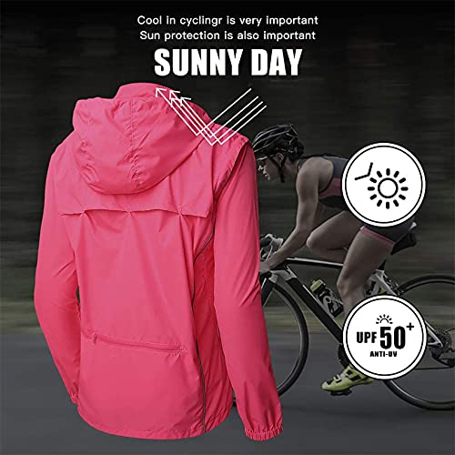 Chaleco Cortavientos Ciclismo Mujer 2 en 1 Chaleco De Bicicleta Ligero Y Transpirable, Mangas ajustables Chaleco Bici Bicicleta Transpirable Chaleco MTB Sin Mangas Chaqueta Cortavientos,Rosado,XL