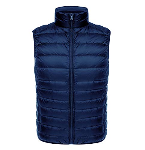 Chaleco Plumas Ligero Hombre Chaleco Plumifero Ligeros Hombre Chalecos Acolchado Caballero Abrigo Plumon Sin Manga Hombre Ultraligero Tallas Grandes Casual Invierno Chalequillo Plegable Armada L