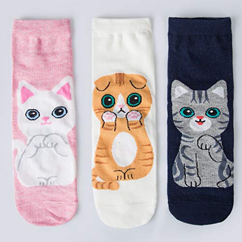 Chalier 5 Pares de Calcetines Mujer Divertidos Originales Animales Lindos Estampados Ocasionales de Algodón para Niña y Mujer