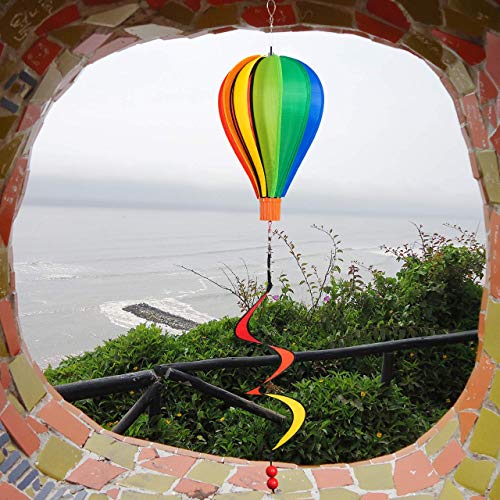 CIM Carillón de Viento - Micro Balloon 17 Rainbow - Resistente a la Intemperie - Globo: Ø 17cm x 28cm, Espiral: Ø 10cm x 35cm - Incluye suspensión de rodamiento de Bolas