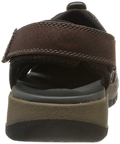 Clarks Brixby Cove, Sandalia con Pulsera Hombre, Marrón (Dark Brown Leather-), 42 EU