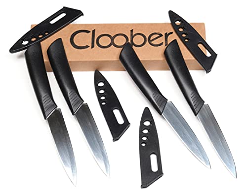 Cloober - Juego de cuchillos de cocina con funda individual, tamaño perfecto para verdura y frutas, fácil transporte fuera de casa, camping, playa, caravanas, etc.