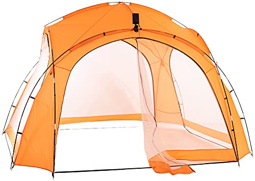 CLP Carpa Camping 3,5 x 3,5 m con Luces LED I Carpa para Eventos con Captador Solar & Paredes Laterales con Mosquitera I, Color:Naranja