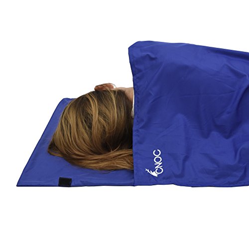 CNOC Prima Saco de Dormir de Verano de Microfibra + Funda para la Almohada I Liner | Saco Sabana - para Viaje y Camping de Verano - Azul, 220x90 cm, 330 gr