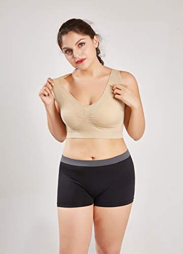 COCO TOE® Mujer Sujetador Deportivo Tallas Grandes Push Up Bustier para Fitness Yoga Sin Mangas Transpirable Cómodo (XXXXL, Nude Color)