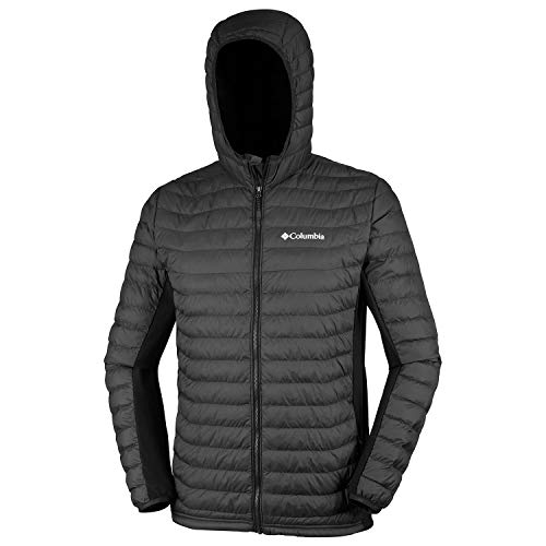 Columbia 1773271 POWDER LITE LIGHT HOODED JACKET, Chaqueta con capucha, Hombre, Aislamiento sintético Hi-Loft, Negro (Black), Talla S