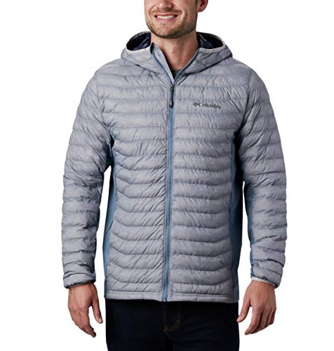 Columbia Powder Pass - Chaqueta con capucha para hombre, aislada, resistente al agua Powder Pass™, Hombre, 1773275, Columbia Gris jaspeado/Montaña, XL