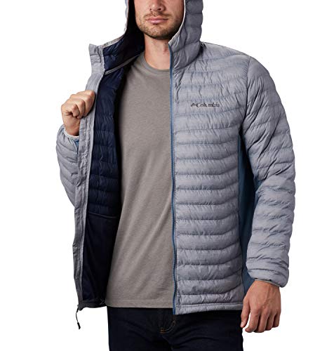 Columbia Powder Pass Chaqueta Híbrida De Plumón Con Capucha, Hombre, Columbia Grey Heather, Mountain, S