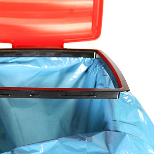 com-four® 2X Soporte para Bolsas de Basura con Tapa en Azul y Rojo - Basurero Plegable en 3 Alturas Diferentes - Cubo de Basura para Camping (Cubierta - Azul + Rojo)