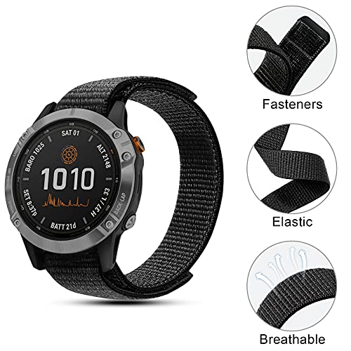 Correa Fenix 5/Fenix 6 Pulsera, 22mm Pulsera de Nailon Correa para Fenix 5 Plus/Fenix 6 Pro/Forerunner 935/945/Quatix 6/5/Instinct/Gear S3/Galaxy Watch 46mm/Huawei Watch GT2 Pro