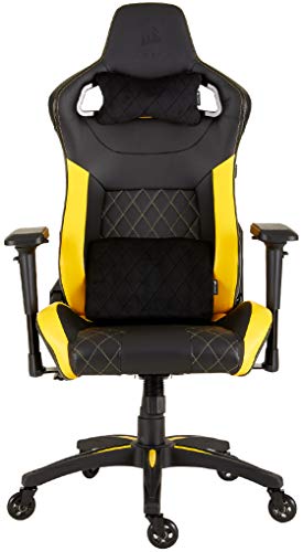 Corsair T1 Race - Silla de Polipiel Videojuegos (Fácil de Ensamblar, Giratoria Ergonómica, Altura Ajustable y Reposabrazos 4D, Asiento Ancho y Cómodo con Reclinador Alto) Jaune