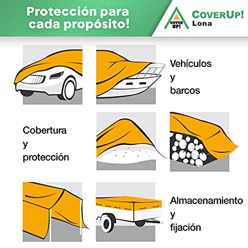 CoverUp! Lona Impermeable Exterior 3 x 4 m [200 g/m2] & 12 Bolas Bungee, Lona de protección con Ojales para Muebles de jardín, Piscina, Coche, Camiones, Resistente a la Rotura