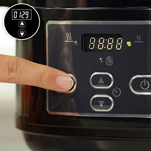 Crock-Pot CSC052X-01 Olla de cocción Lenta Digital para Preparar Todo Tipo de Recetas, 4.7 litros, Acero Inoxidable, Negro