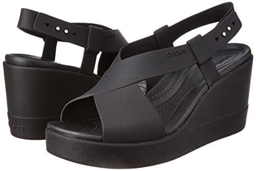 Crocs Brooklyn High Wedge W, Chanclas Mujer, Black/Black, 38 EU