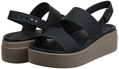 Crocs Brooklyn Low Wedge W, Chanclas Tiempo Libre y Sportwear Niña, Multicolor Black Mushroom, 34 EU