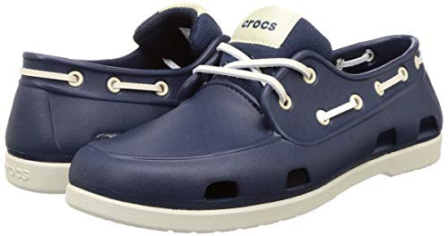 CROCS Classic Boat Shoe M, Sandalias Tiempo Libre y Sportwear Hombre, Multicolor (Navy/Stucco), 46 EU