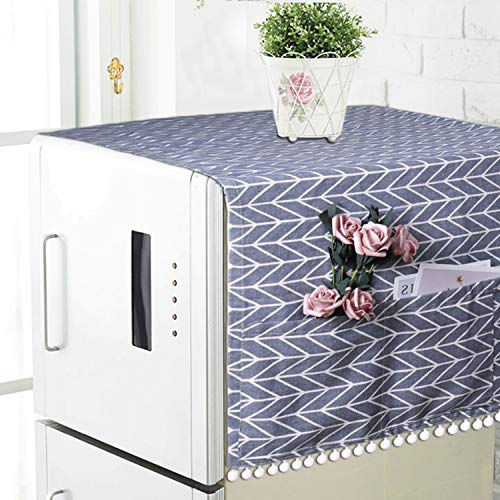 Cubierta de Polvo Superior del Refrigerador Protector Multiusos de Guardapolvo con Bolsa de Almacenamiento Adecuado para Refrigerador De Una Sola Puerta y Lavadora 55x130cm (Flechas Gris) 1 Pieza