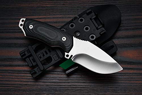 Cudeman Cuchillo Deportivo 115-B-K Mini Boina Verde con Mango de micarta, Hoja de 9 cm y Funda Kydex, Herramienta de Camping para Pesca y Caza, Actividad Deportiva + Tarjeta Multiusos de Regalo