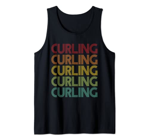 Curling - Bastón de hielo, diseño retro Camiseta sin Mangas