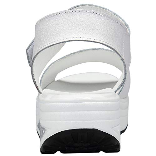 DAFENP Sandalias Plataforma Mujer Verano Sandalias Cuña Comodas Cuero Zapatos Tacon para Caminar LX308-2-white-EU41