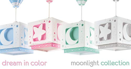 Dalber Moon Light Lámpara de Techo Infantil Luna y Estrellas MoonLight Azul, 60 W